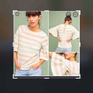 Anthropologie -Maeve Cream Tunic with Bell Sleeve